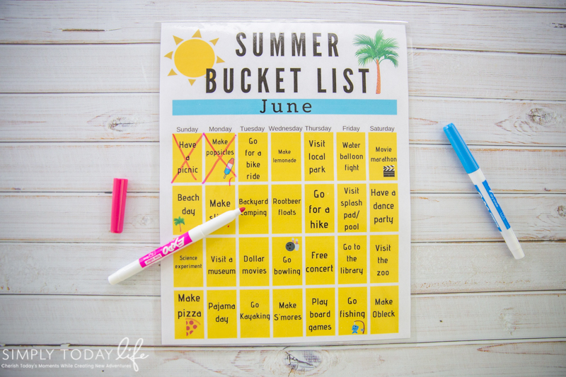 Printable Summer Bucket List Calendar Simply Today Life