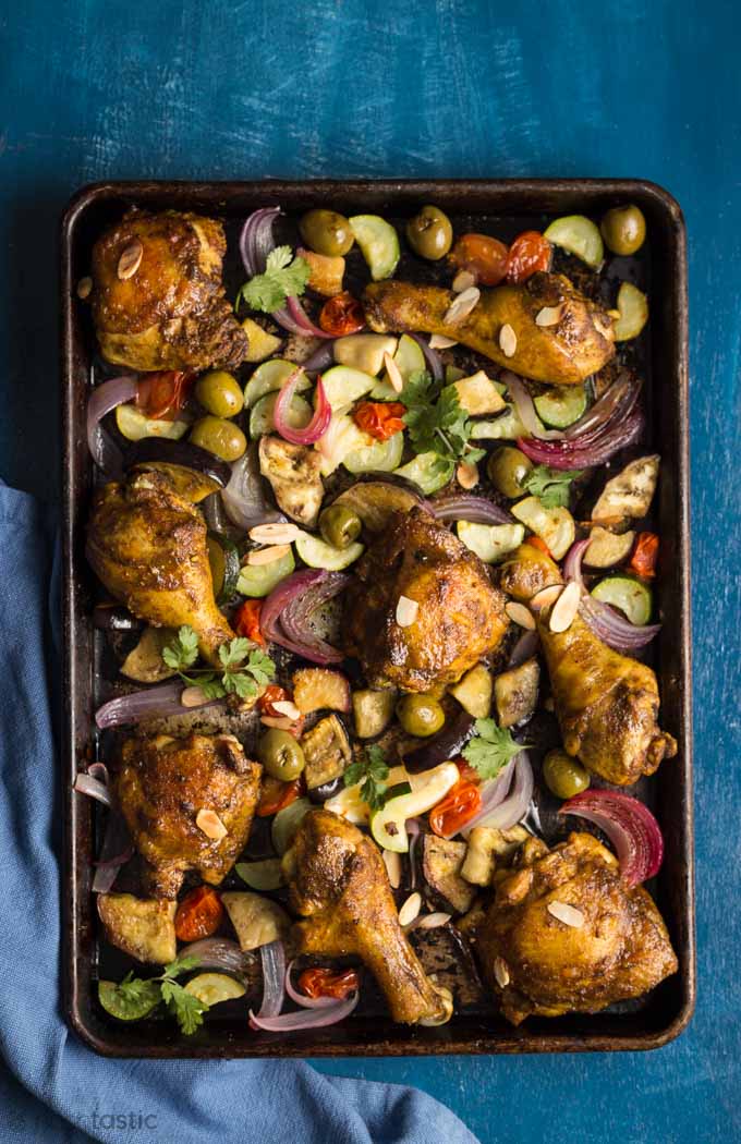 moroccan chicken with roasted vegetables
