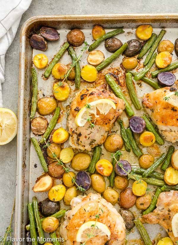 SHEET PAN LEMON THYME CHICKEN, POTATOES AND GREEN BEANS