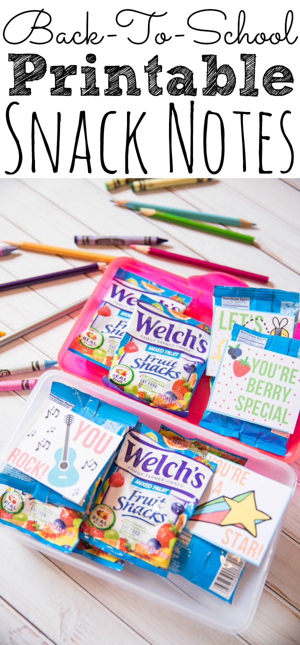Back To School Printable Snack Notes