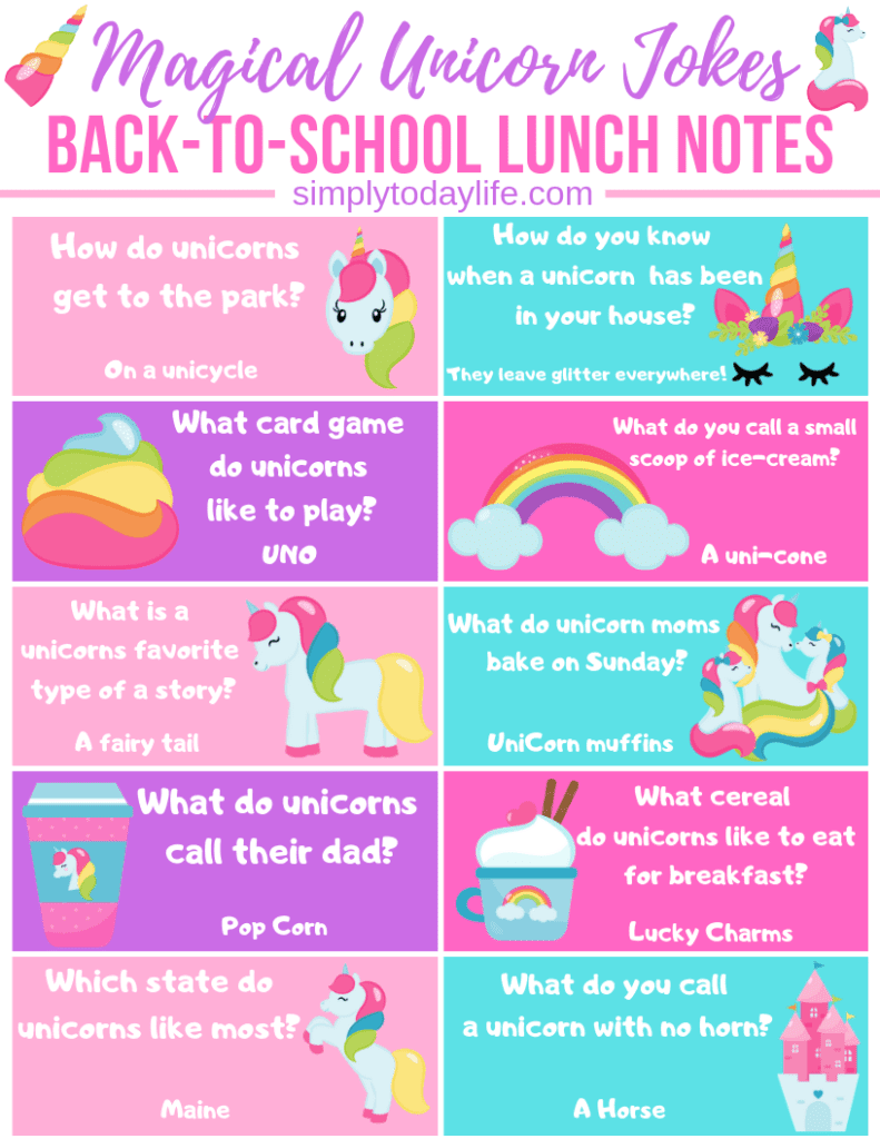 Unicorn Lunch box notes Free Back to School Printable