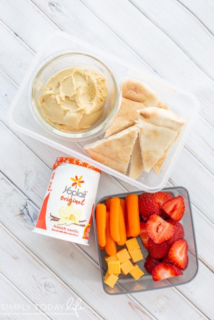 Hummus, Yogurt, and Fruit Kids School Lunch