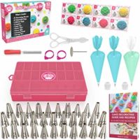 Cakebe 52 pcs Cake Decorating Supplies Kit - Icing Piping bags and Tips Cupcake Decorating Kit with 12 Frosting bags and 32 Numbered Tips - Baking Supplies and Frosting Tools Set for Cupcakes Cookies