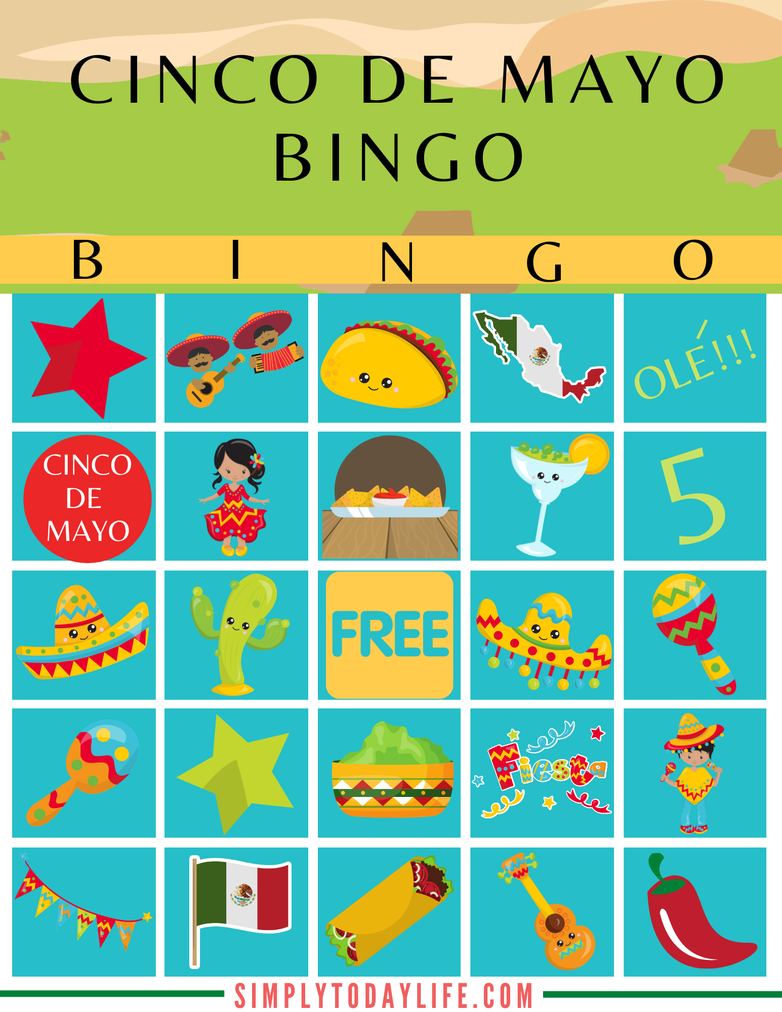 Cinco De Mayo Bingo Game - Simply Today Life