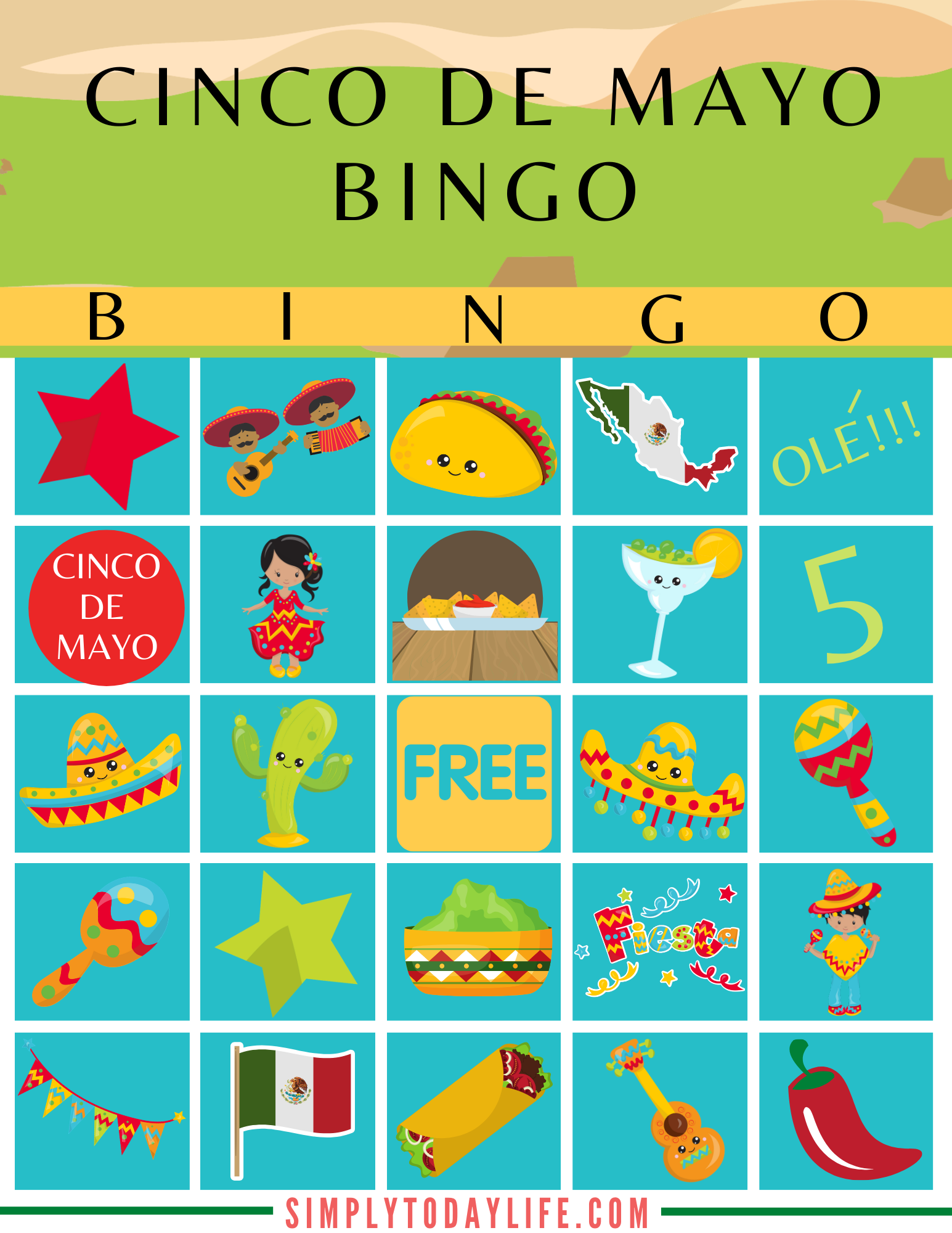 Free Printable Cinco De Mayo Bingo Cards